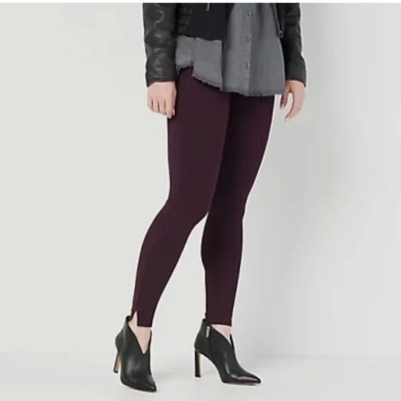 SPANX Pants - NEW NWT Spanx Ponte Ankle Leggings Brandywine Purple SZ PM Medium Petite Slit